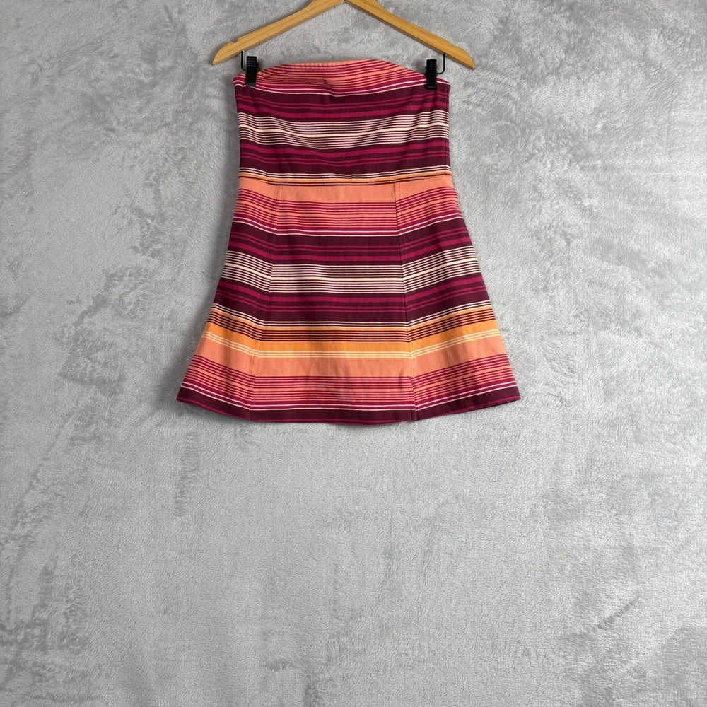 American Eagle Womens Strapless Striped‎ Skort Mini Dress Burgundy Orange Size M